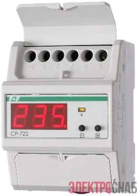 Реле контроля напряжения CP-722 (50-450В 75А 4.5мод. монтаж на DIN-рейке)(аналог УЗМ) F&F EA04.009.009