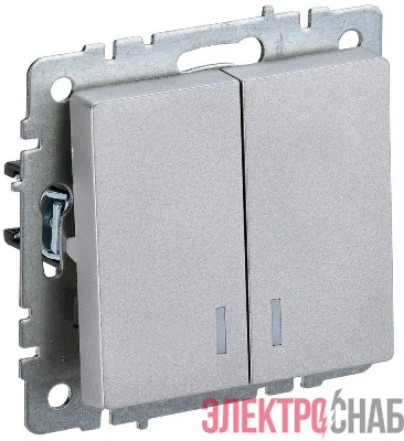 Выключатель 2-кл. СП BRITE ВС10-2-1-БрА 10А с индик. механизм алюм. IEK BR-V20-1-10-K47