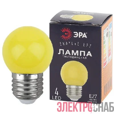 Лампа светодиодная 4SMD Р45-1W-E27 шар жел. 1Вт E27 ERAYL45-E27 (для белт-лайт) ЭРА Б0049576