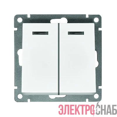 Выключатель 2-кл. СП Афина 10А IP20 с подсветкой механизм бел. Universal A0123