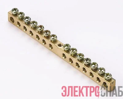 Шина нулевая 14 групп/крепеж по центру 6х9мм DEKraft 32003DEK