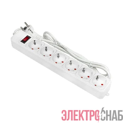 Удлинитель с сетевым фильтром 6х1.8м с заземл. 10А IP20 Блокбастер 2.2кВт ПВС 3х0.75 с выкл. PROxima EKF UFP10-375-6-018