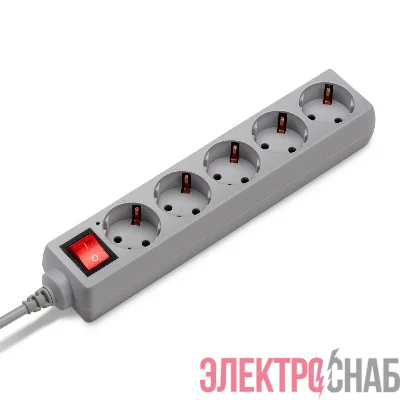 Удлинитель с сетевым фильтром 5х5м с заземл. 7А IP20 500SL-5-G 1.5кВт CCA сер. BURO 354127