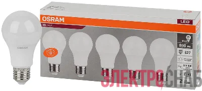 Лампа светодиодная LED Value LVCLA75 10SW/840 230В E27 2х5 RU (уп.5шт) OSRAM 4058075577749