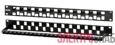 Патч-панель модульная 19дюйм PPBL3-19-24S-RM 24 порта Flat Type 1U для модулей Keystone Jack с задн. каб. организ. (без модулей) Hyperline 34542