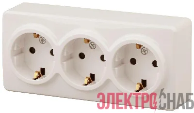 Розетка ОП 11-2208-02 3х2P+E Schuko 16АХ-250В Эксперт сл. кость ЭРА Б0020701