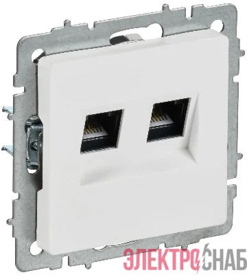 Розетка компьютерная 2-м СП BRITE РК10-2-БрАБ RJ45 кат.5E механизм арктич. бел. IEK BR-K20-1-K91