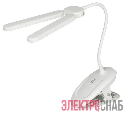Светильник светодиодный NLED-512-6W-W настольный аккумуляторный на прищепке бел. ЭРА Б0057207