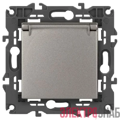 Розетка Elegance 14-2103-16 16А 250В 2P+E Schuko защ. шторки с крышкой титан Эра Б0065811