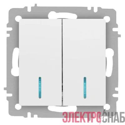 Выключатель 2-кл. СП Accent 6-105-01М 10А IP20 250В с подсветкой AL/CU бел. матов. Intro Б0063507