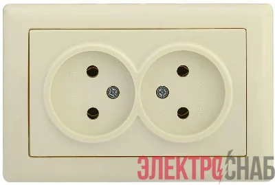 Механизм розетки 2-м СП Bolero РС20-1-0-БК 10А IP20 без заземл. крем. IEK ERB20-K33-10