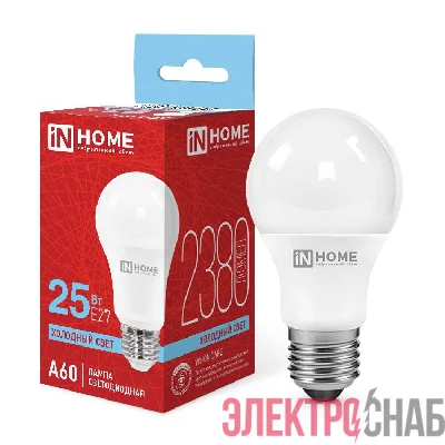 Лампа светодиодная LED-A60-VC 25Вт 6500К E27 2380лм 230В IN HOME 4690612062068