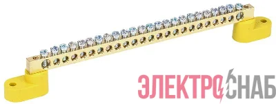 Шина PE "земля" ШНИ-6х9-24-У2-Ж на двух угловых изоляторах IEK YNN10-69-24C2-K05