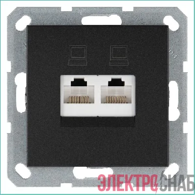 Розетка компьютерная 2-м RJ45 IP20 кат. 6 механизм антрацит Jasmart G6108B