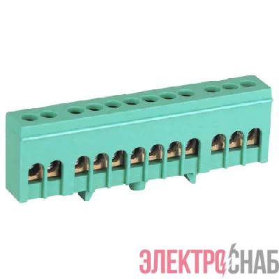 Шина PE земля в изолированном корпусе на DIN-рейку ШНИ-6х9-12-Д зел. NO-224-104 Эра Б0062971
