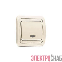 Выключатель 1-кл. СП Mimoza 10А IP20 с подсветкой крем./крем. Makel 25021