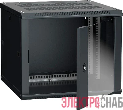 Шкаф 19 дюйм LINEA W 9U 600х600мм настен. стекл. дверь RAL9005 ITK LWR5-09U66-GF