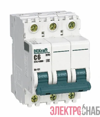 Выключатель автоматический модульный 3п C 6А 4.5кА ВА-101 DEKraft 11076DEK