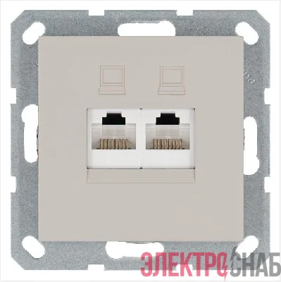 Розетка компьютерная 2-м RJ45 IP20 кат. 5E механизм тауп Jasmart G6106T