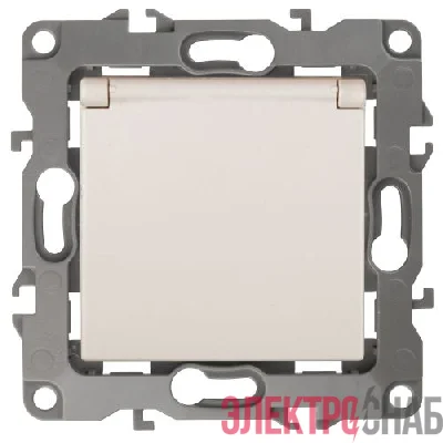 Розетка 1-м СП Эра12 12-2103-02 16А IP20 16AX 250В 2P+E Schuko защ. шторки с крышкой механизм сл. кость Эра Б0014694