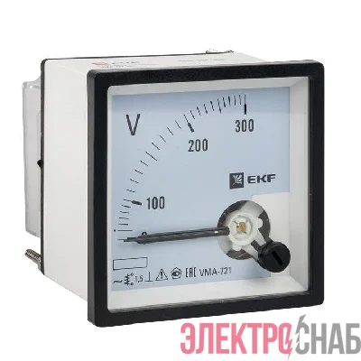 Вольтметр аналоговый VM-A721 на панель 72х72 (квадратный вырез) 300В прямое подкл. EKF vm-a721-300/vma-721-300