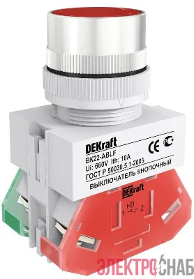 Выключатель кнопочный ABLF ВК-22 d22мм 220В красн. DEKraft 25014DEK