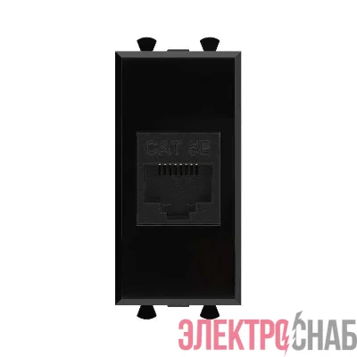 Розетка компьютерная 1мод. Avanti "Черный квадрат" RJ45 кат.5E без шторок модульная механизм DKC 4402661