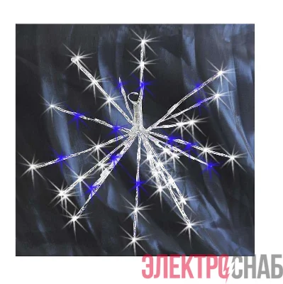Гирлянда "Еж" 20 LED 10 веток 7.5см и 10см на батарейках 3хАА син./бел. SHLights 4690601043795
