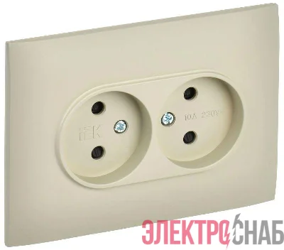 Розетка 2-м SKANDY 10А без заземл. защ. шторки в сборе SK-R09B беж. IEK SK-R23-10-K10-F