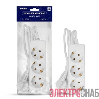 Удлинитель 3х3м с заземл. 16А 3х1 TOKOV ELECTRIC TKE-C01-BU3-3-1-Z