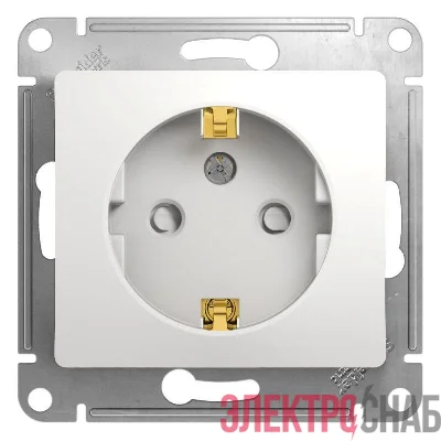 Розетка 1-м СП Glossa 16А IP20 с заземл. защ. шторки механизм бел. SE GSL000145