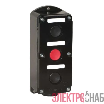Пост кнопочный ПКЕ-222/3 "Пуск-Стоп" 2 черн. 1 красн. Электродеталь ПКЕ-222/3.2Ч.1К