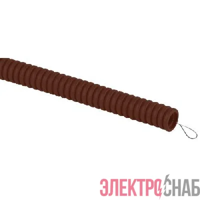 Труба гофрированная ПВХ легкая d20мм с протяжкой дуб (уп.25м) Эра Б0043215