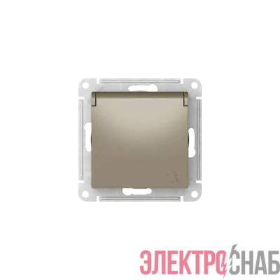 Розетка AtlasDesign 16А IP20 с заземл. защ. шторки с крышкой быстрозажим. клем. механизм шампань SE ATN000546S