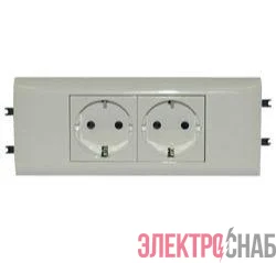 Розетка 2-м Mosaic DLP 65 2х2К+З для кабель-канала нем. станд. с суппортом с заземл. бел. Leg 077432