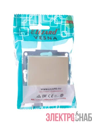 Выключатель 1-кл. 1п СП Vesna 10А IP20 с индикацией механизм крем. LEZARD 742-0388-111