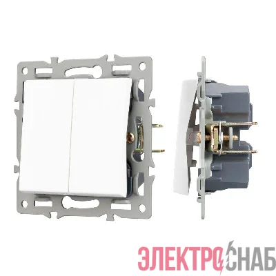 Механизм выключателя двухклавишный проходной SWT-MKP2-PL-WH (250В 16А) Arlight 043727