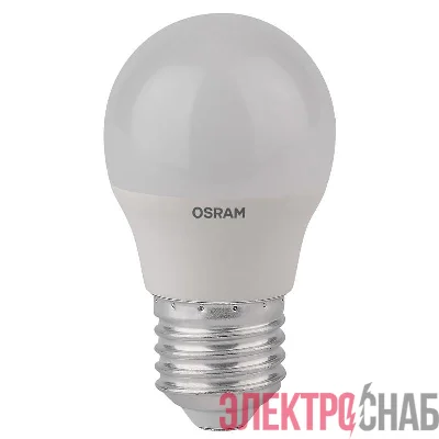 Лампа светодиодная LED STAR CLASSIC P 40 5W/830 5Вт шар 3000К тепл. бел. E27 470лм 220-240В матов. пласт. OSRAM 4052899971646