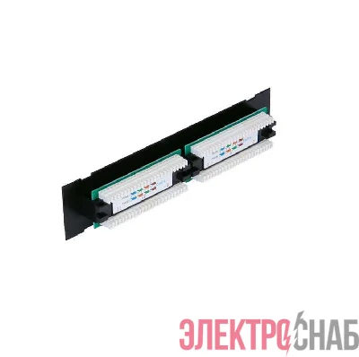 Панель коммутационная настенная 12 портов кат.5e класс D 100МГц RJ45/8P8C 110 T568A/B неэкран. черн. NETLAN EC-UWP-12-UD2