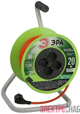 Удлинитель на катушке 4х20м с заземл. RP-4e-3x1.5-20m ПВС 3х1.5 Эра Б0056101