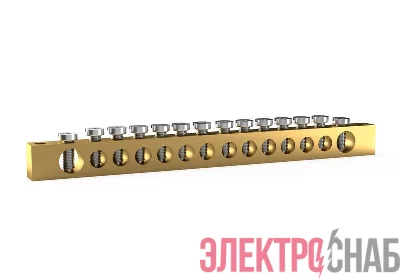 Шина PEN "земля-ноль" 6х9мм 14 отвер. латунь TOKOV ELECTRIC TKE-BSB-69-14-N/PEN