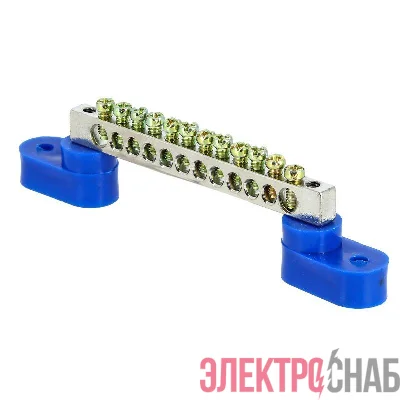 Шина нулевая N 6х9 12 отверст. цинк 2 син. угловых изолятора PROxima EKF sn1-63-12-2