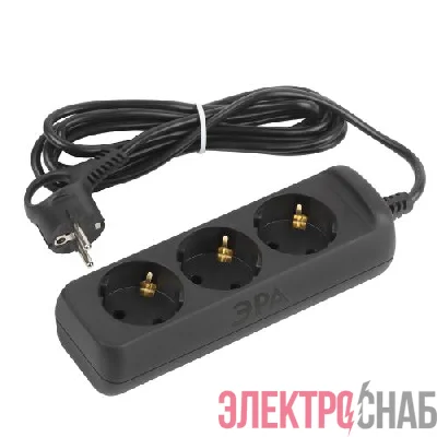 Удлинитель 3х5м с заземл. 10А ПВС 3х0.75 черн. UX-3e-5m-B Эра Б0057723