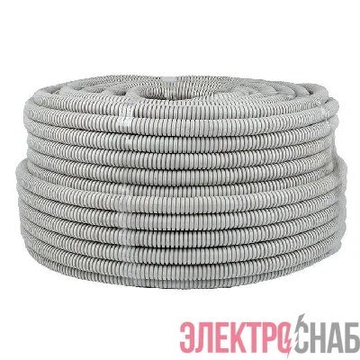 Труба гофрированная ПВХ d20мм с протяжкой сер. (уп.100м) Plast PROxima EKF tg-z-20