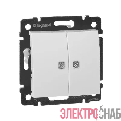 Механизм выключателя 2-кл. СП Valena 10А 250В IP31 с зел. подсветкой бел. Leg 774428