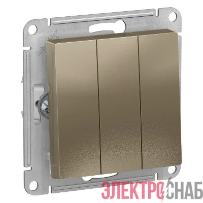 Выключатель 3-кл. СП AtlasDesign 10А IP20 (сх. 1+1+1) 10AX механизм шампань SE ATN000531