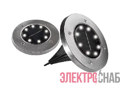 Светильник светодиодный SLR-S12 8SMD грунтовый IP44 корпус нерж. сталь солнечная батарея (уп.2шт) ФАZА 5040984