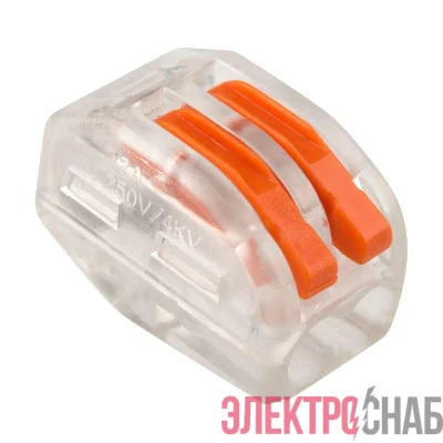 Клемма строительно-монтажная СМК 222-412 2-проводная 0.08-2.5/4кв.мм прозр. (уп.50шт) Rexant 07-5252-1