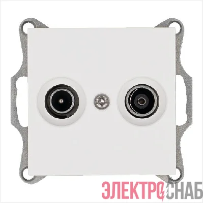 Розетка телевизионная оконечная TV + FM 2-м Ф9.5мм механизм бел. глянцевый Jasmart G6204W