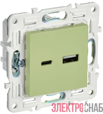 Розетка USB A+C 18Вт SKANDY SK-R13G мятный IEK SK-U22-018-K06